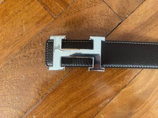 Cinturón Hermès Negro Hebilla H Plata
