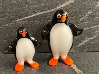 Set 4 Pinguini Vetro Soffiato Artigianale