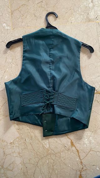 Chaqueta y chaleco traje corto verde