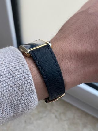 Must de Cartier Tank Vermeil Azul Dorado