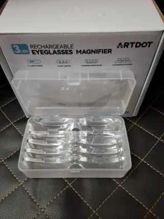 Gafas lupa con luz LED ARTDOT 5 lentes de aumento