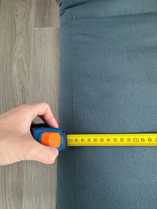 Sofá Cama Azul Tela y Madera