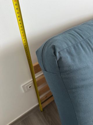 Sofá Cama Azul Tela y Madera