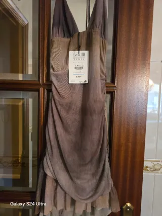 Top pull& bearTalla XS/34 Marrón/Gris