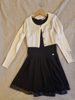 Completo bambina cardigan e abito nero