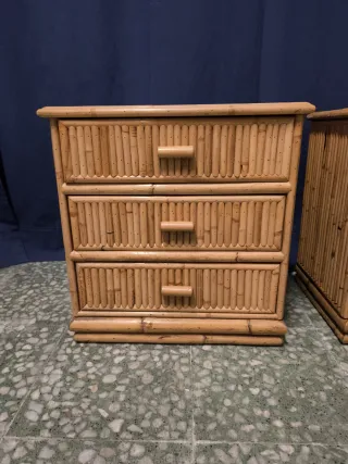 Mesillas de noche bambú vintage