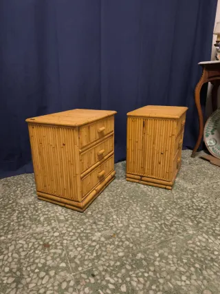 Mesillas de noche bambú vintage