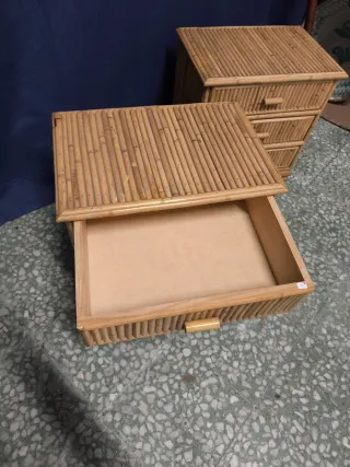 Mesillas de noche bambú vintage