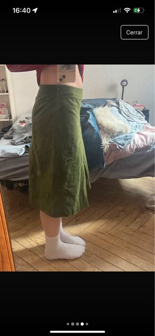 Falda midi pana verde