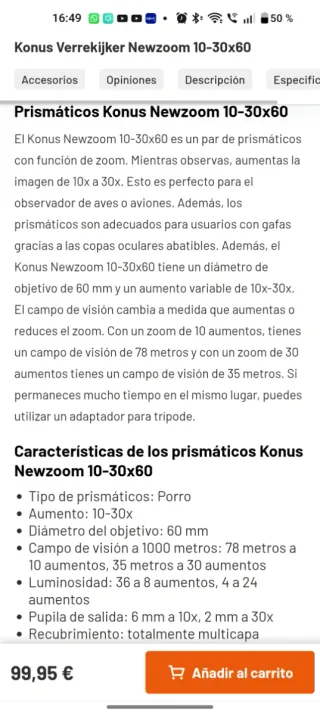 Prismáticos Konus Newzoom10 10-30x60