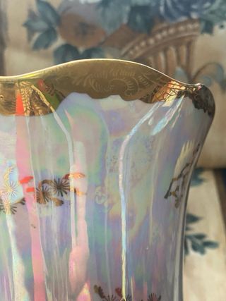 Jarrón porcelana oro rosa iridiscente
