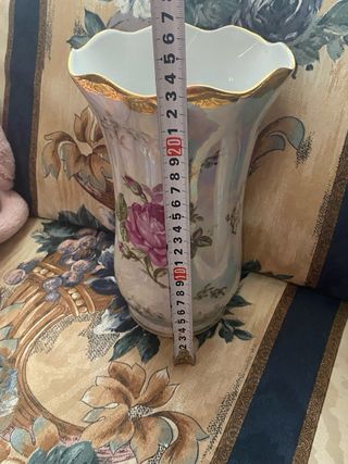 Jarrón porcelana oro rosa iridiscente