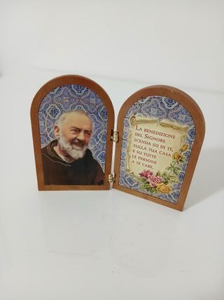 Dittico Padre Pio Legno 10 cm