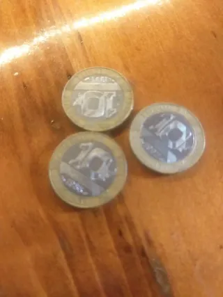 3 Monete da dieci franchi francesi bimetalliche