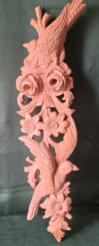 Decoración pared pájaros y rosas terracota