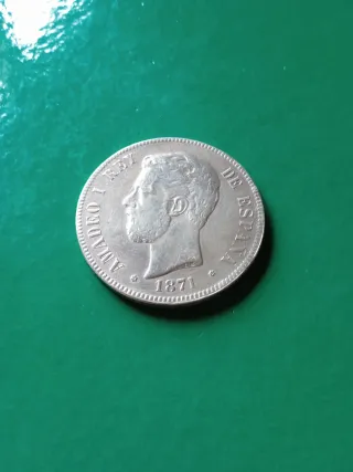 Reproducción 5 pesetas 1871-18-73 Amadeo de plata