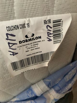 Colchón individual 90 cm Regalo funda y sábana