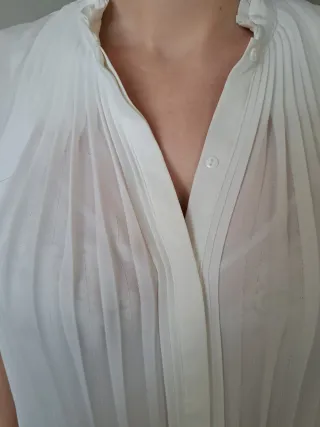 Blusa Gasa Plisada Blanca