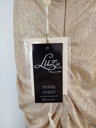 Vestido de cóctel dorado y rosa