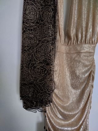 Vestido de cóctel dorado y rosa