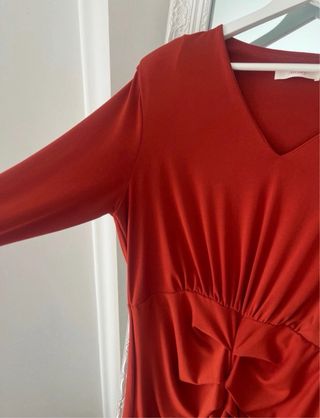 Vestido evento midi terracota