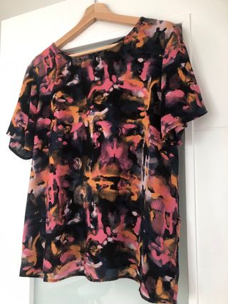 Blusa lienzo multicolor manga corta