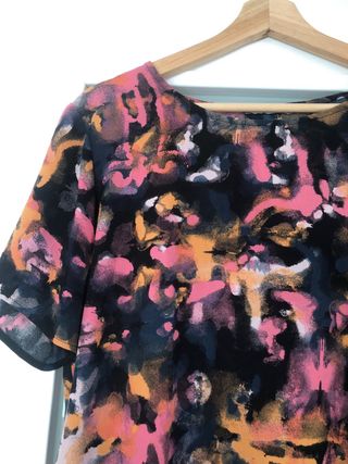 Blusa lienzo multicolor manga corta