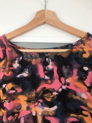 Blusa lienzo multicolor manga corta