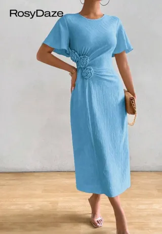 Vestido azul cielo verano flores