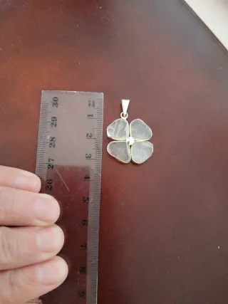 Colgante Trébol Plata Cuarzo Rosa