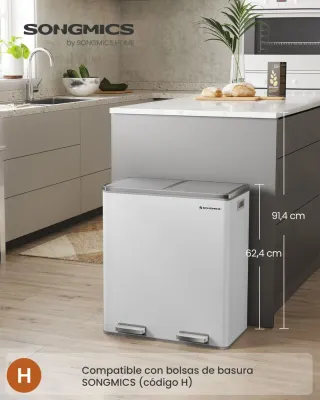 Papelera, Cubo de Basura SONGMICS LTB060WG02