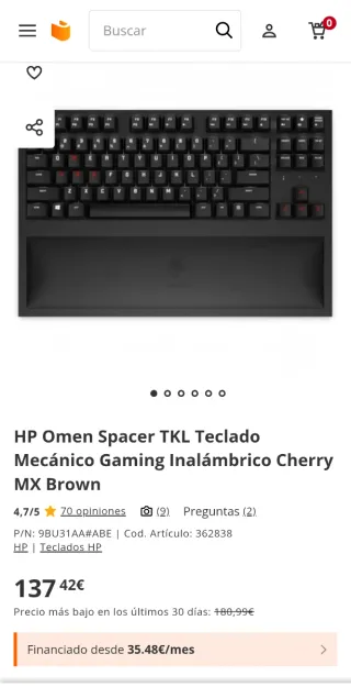 Teclado OMEN Spacer TKL Wireless Negro