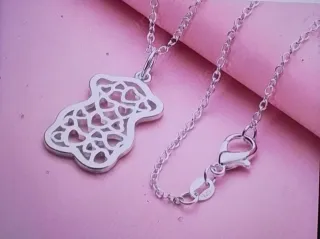 Collar Oso Corazones Plata 925