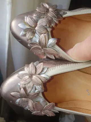 Zapatos Hispanitas Piel Talla 40 Oro/Plata