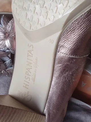 Zapatos Hispanitas Piel Talla 40 Oro/Plata