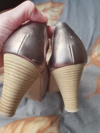 Zapatos Hispanitas Piel Talla 40 Oro/Plata