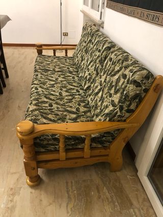 Divanetto vintage in legno e tessuto