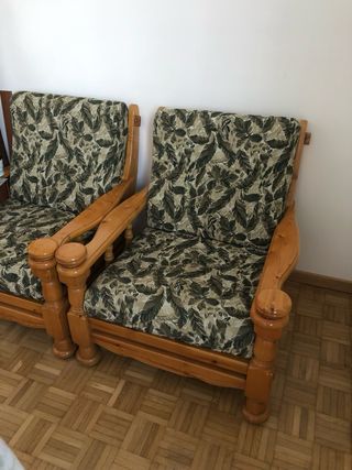 Divanetto vintage in legno e tessuto