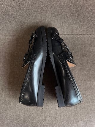 Mocassim Zara Preto Studded Laço Tassel