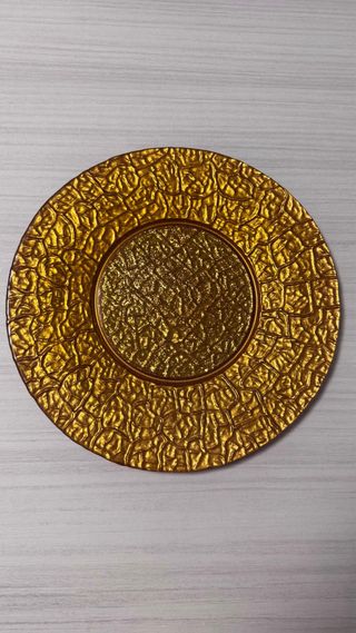 Piatto centrotavola dorato in vetro diametro 33cm