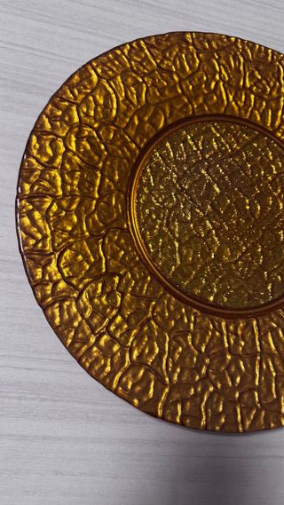 Piatto centrotavola dorato in vetro diametro 33cm