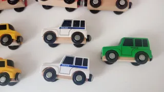 Colección 9 coches madera (2 remolques)