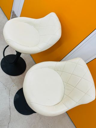 Taburetes blancos de metal taburetes polipiel 2 ud