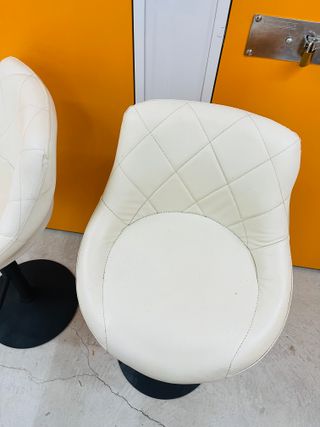 Taburetes blancos de metal taburetes polipiel 2 ud