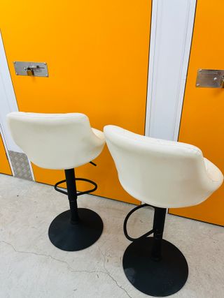 Taburetes blancos de metal taburetes polipiel 2 ud