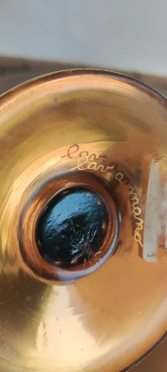 Jarra y  8 copas cristal Murano oro y verde