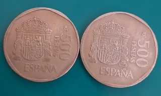 2 Monedas 500 Pesetas 1989 Juan Carlos I