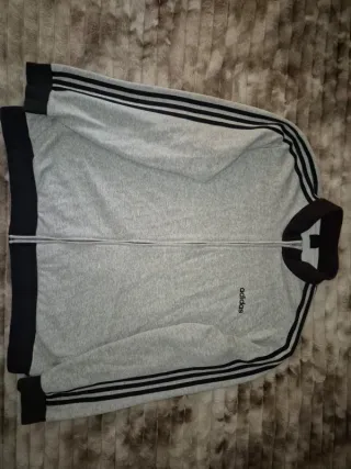 Chaqueta Adidas 3 Stripes cremallera gris