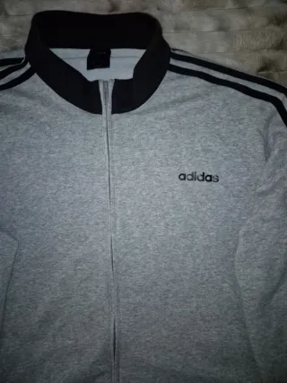 Chaqueta Adidas 3 Stripes cremallera gris