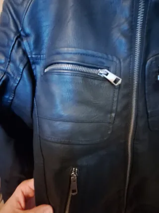 Chaqueta niño imitación cuero negra